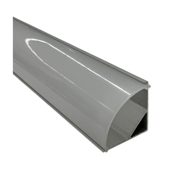 Profilé d'angle LED en métal anodisé LIBA0433MM de 2 m, avec revêtement satiné et accessoires.